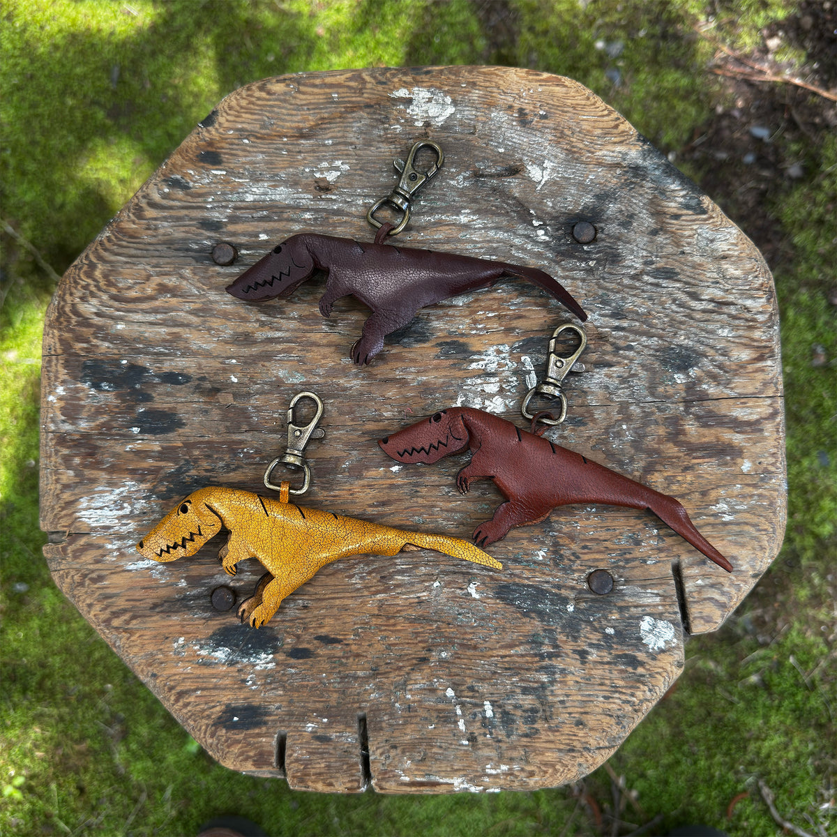 Dinosaur Leather Keychain