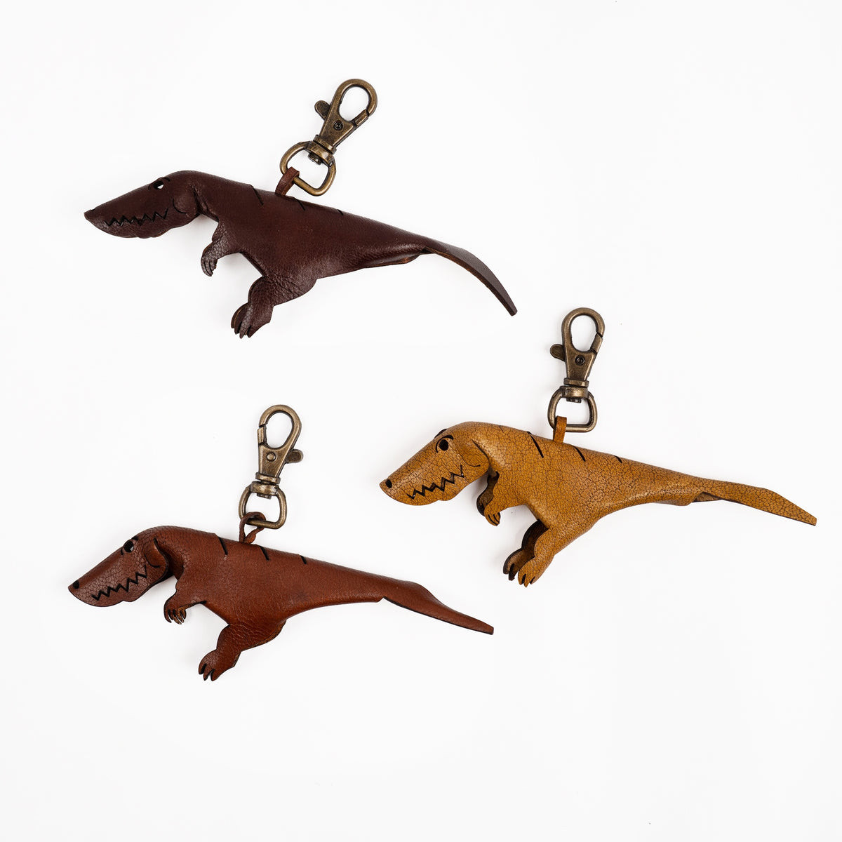 Dinosaur Leather Keychain