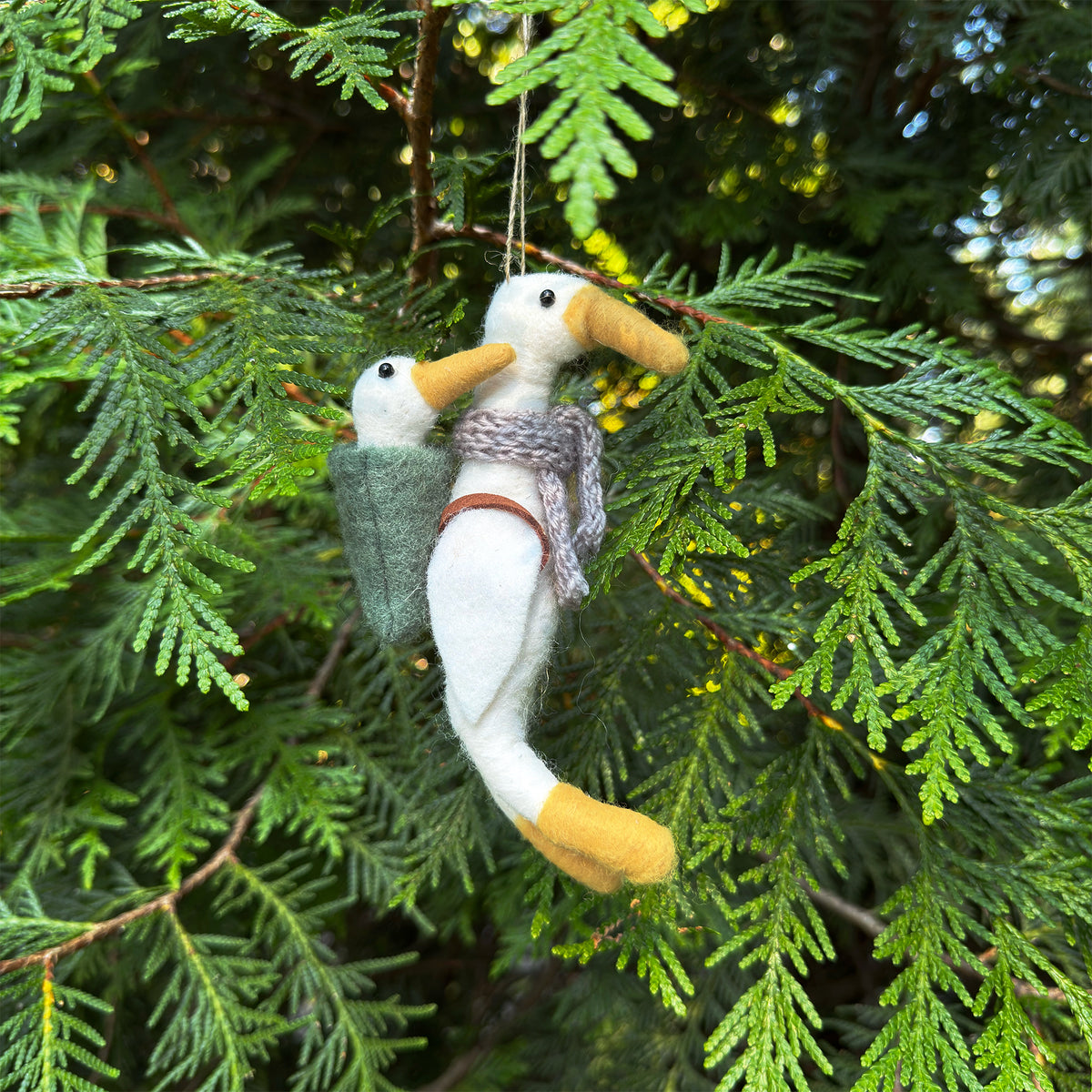 Felt Goose With Baby Ornament