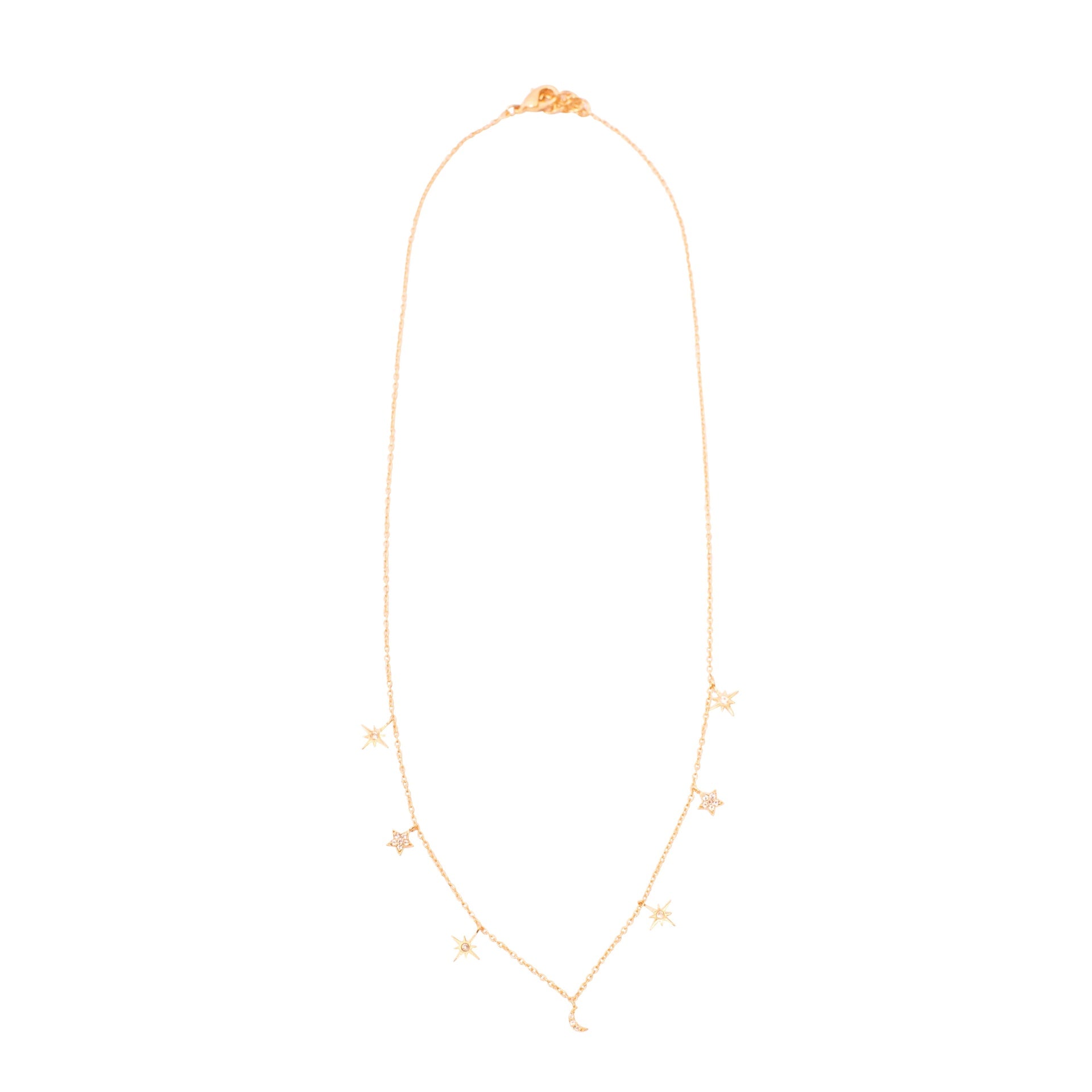 ***White Topaz Celestial Necklace - Gold Plated Brass