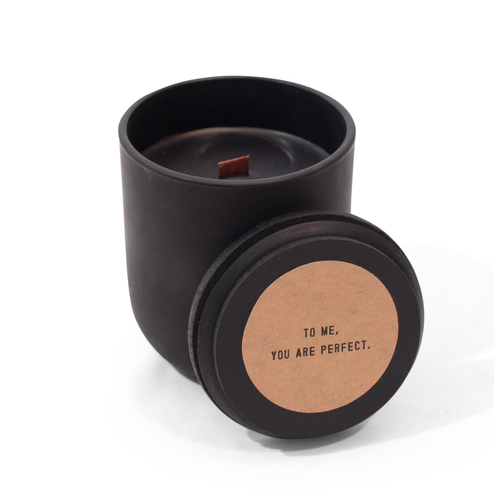 ***To Me You Are Perfect Wood Wick Matte Black Candle