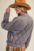 Quilted Bomber Jacket, washed Denim