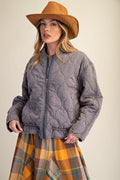 Quilted Bomber Jacket, washed Denim