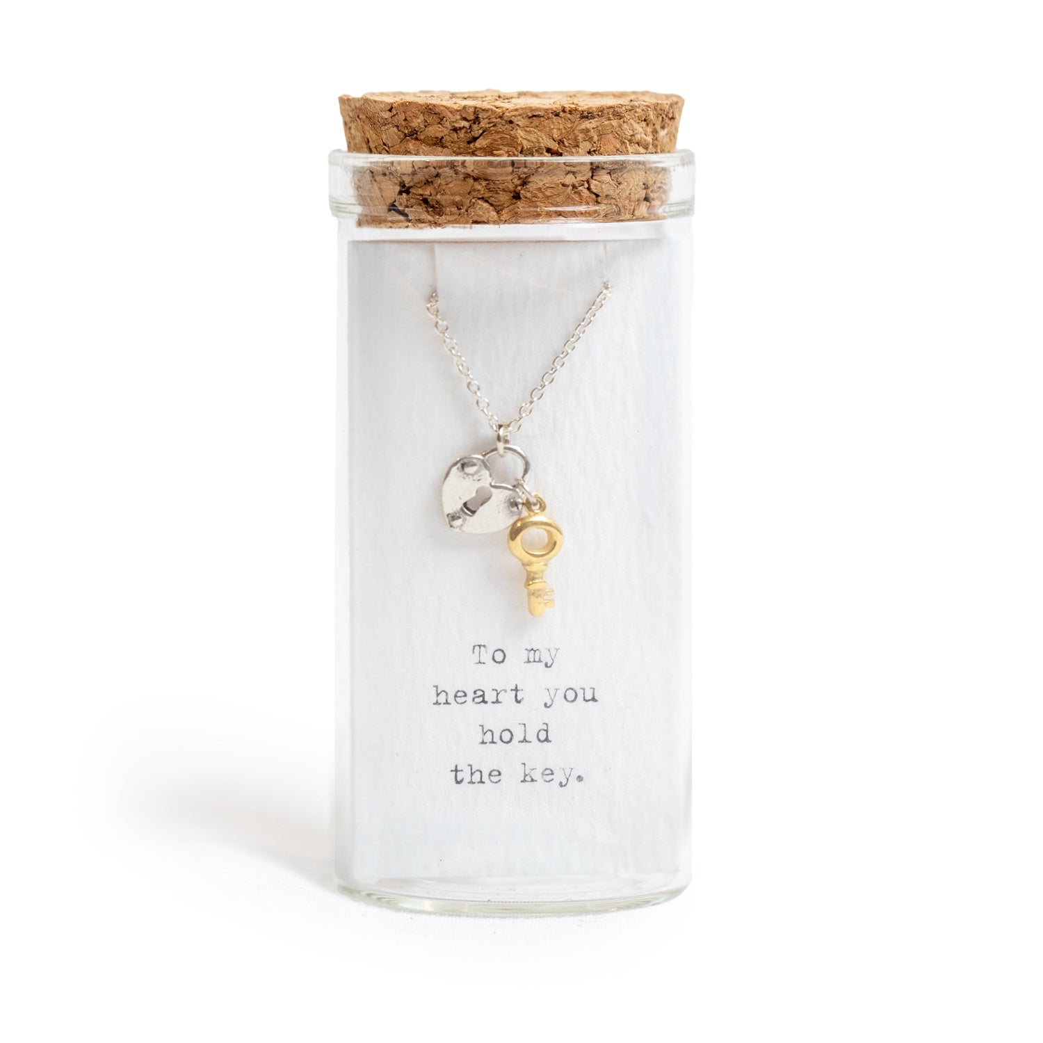 Message in a Bottle Collection - Necklace - Lock & Gold Key