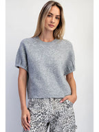 Raglan Puff Sleeve Sweater in Heather Grey