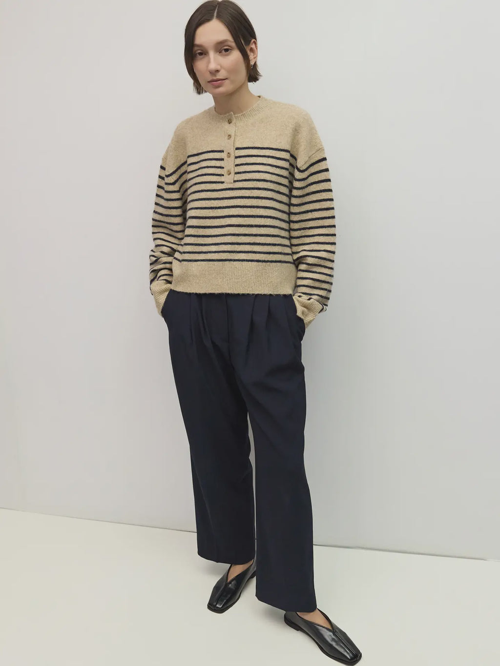 Button Down Striped Sweater
