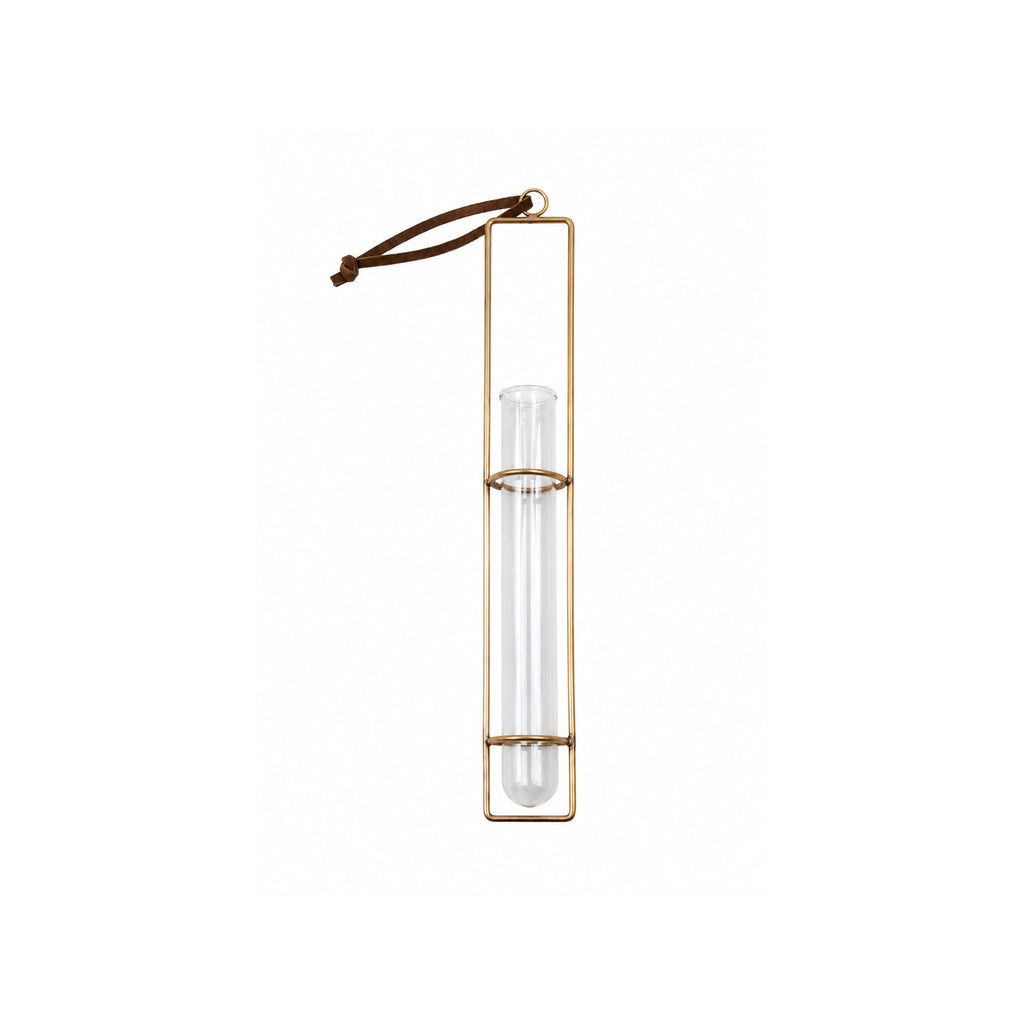 Brass Hanging Glass Tube Vase