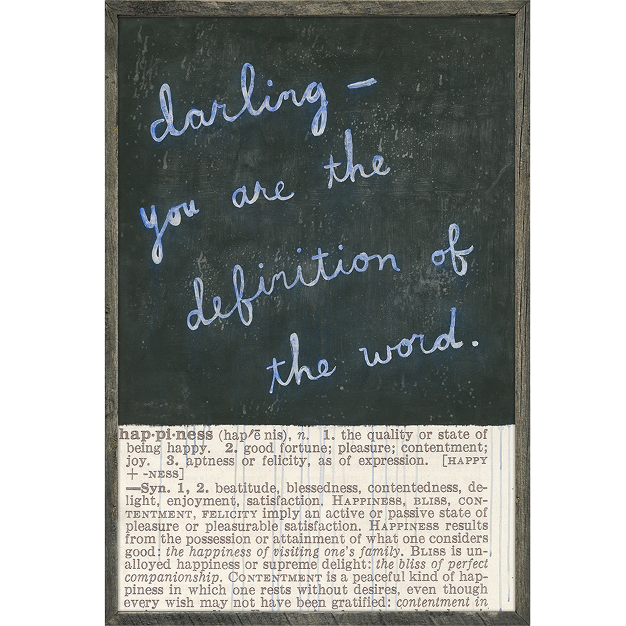 Happiness (Definition) - (Grey Wood) - Art Print