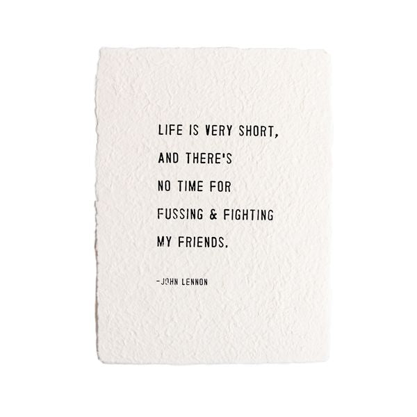 ***Life Is Very Short Handmade Paper Print - 12x16