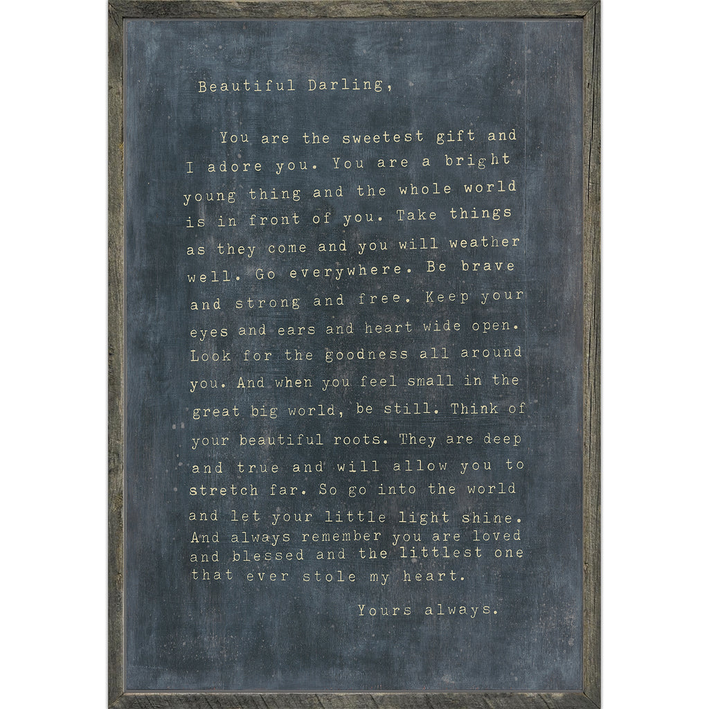 Letter for Sophie Art Print in Charcoal