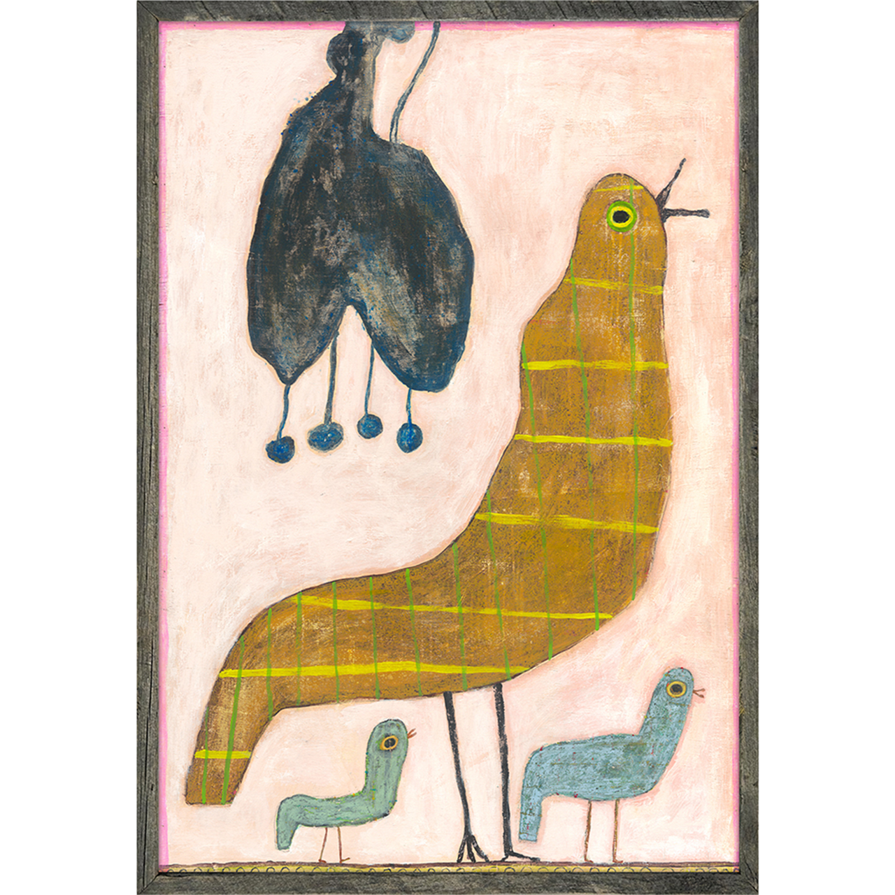 Mama Loves Her Baby Birds (Grey Wood) - Art Print