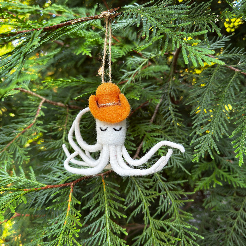 Felt Cowboy Octopus Ornament
