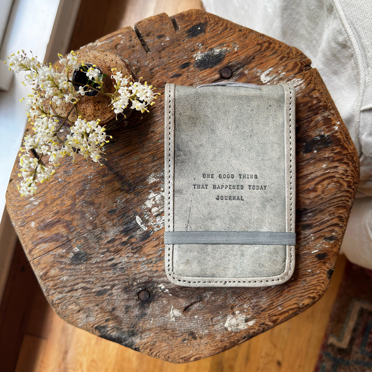 One Good Thing Mini Signature Leather Journal - Stone