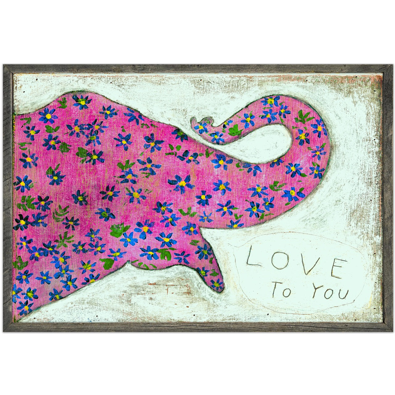 Pink Elephant (Grey Wood) - Art Print