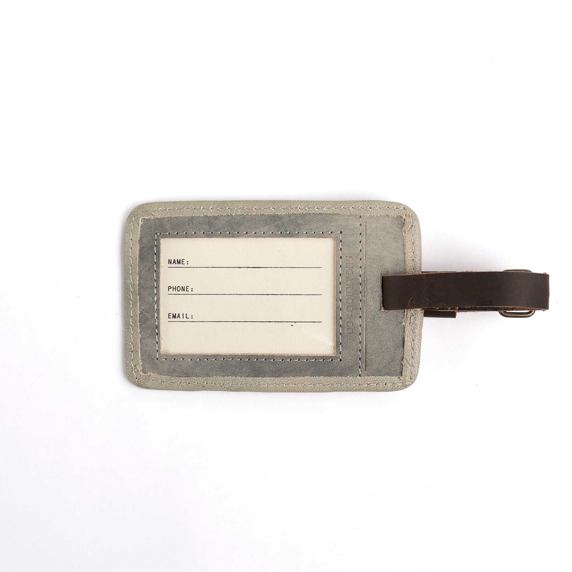 There's The Whole World Leather Luggage Tag - Stone