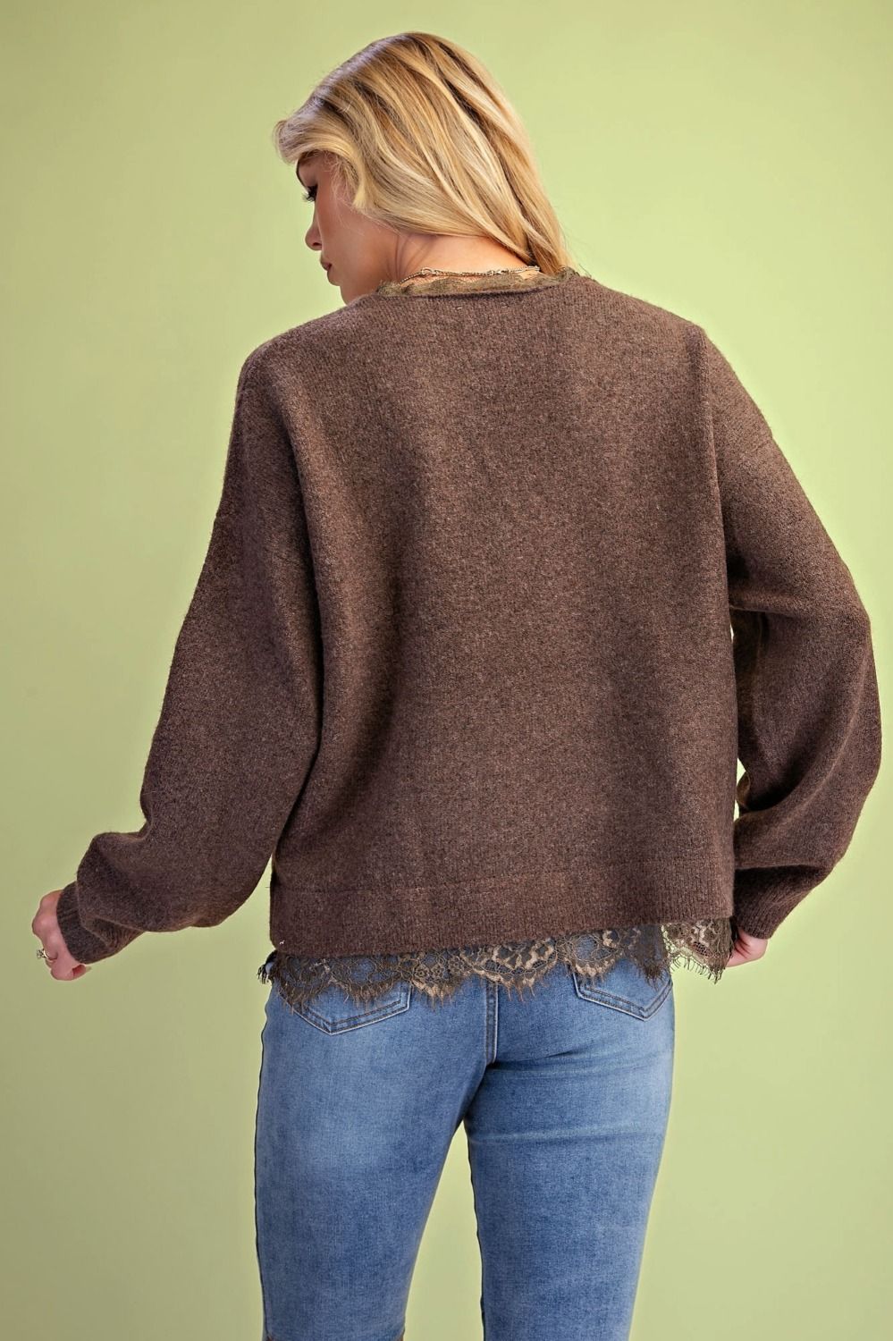 Lace Hem Sweater Pullover