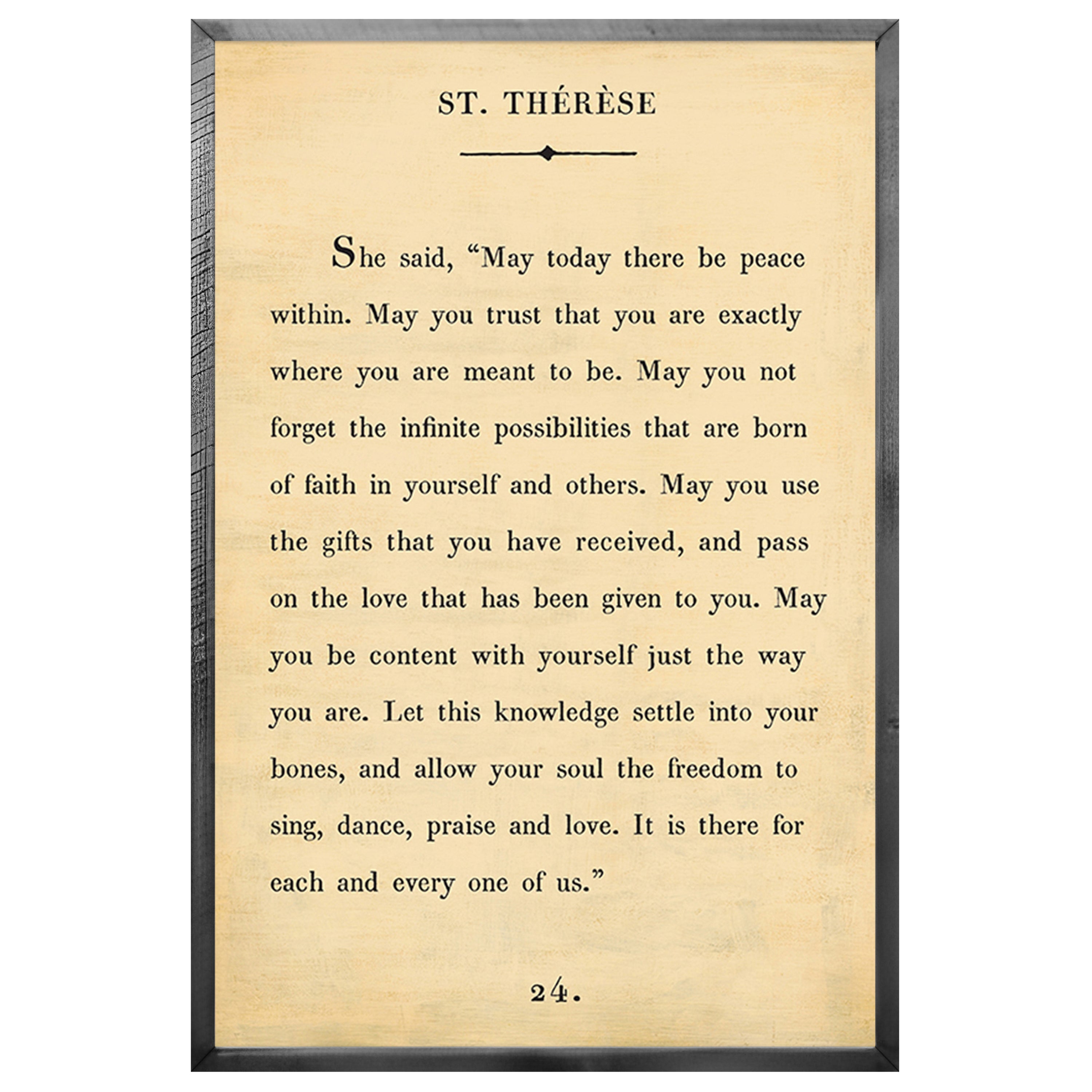 St. Therese - Book Collection (Grey Wood) - Art Print