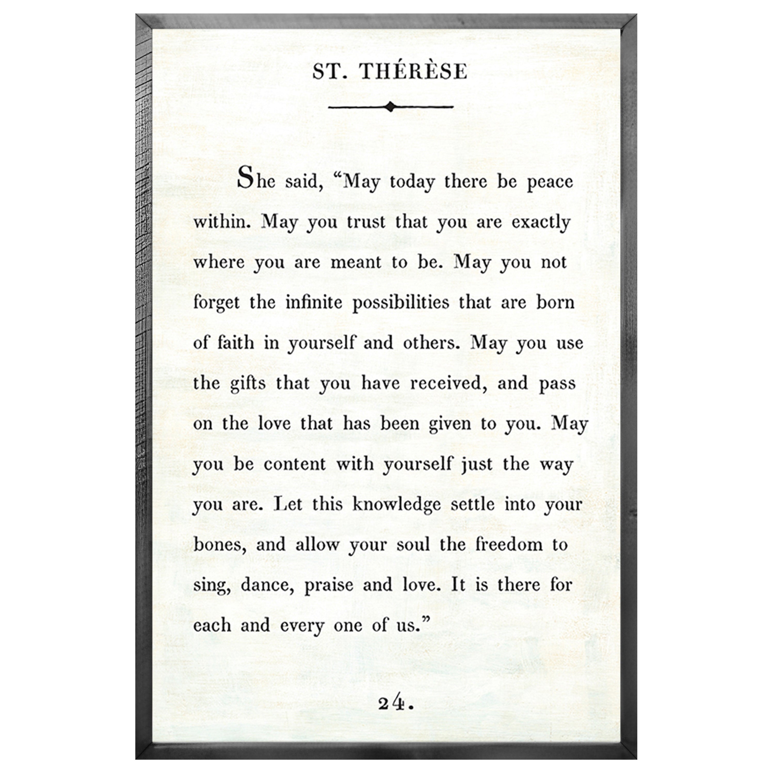 St. Therese - Book Collection (Grey Wood) - Art Print