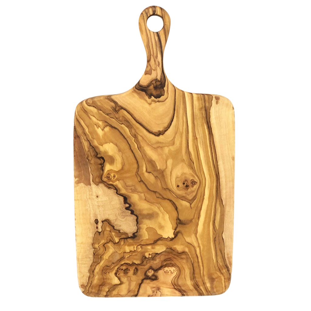 Olive Wood Cheese Board w Large Hole, Rectangle