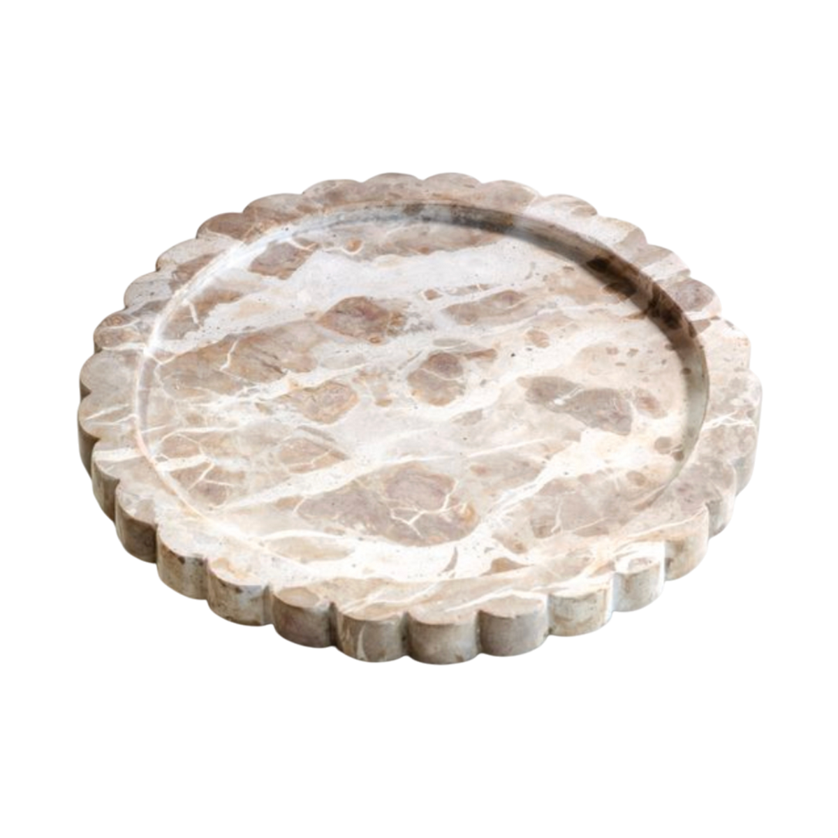 Beige Marble Scallop Edge Tray