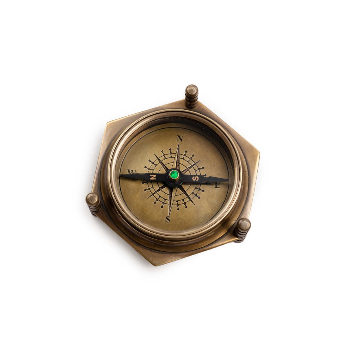 It Takes Great Courage Tripod Compass in Wooden Box