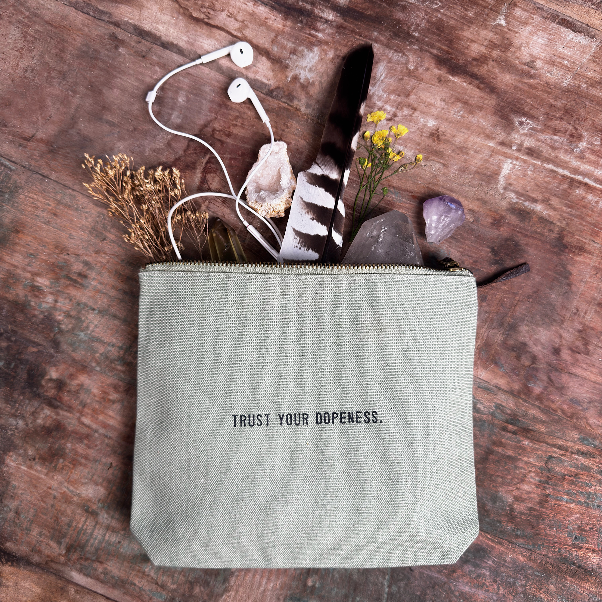 Trust Your Dopeness Canvas Zip Bag - Mint