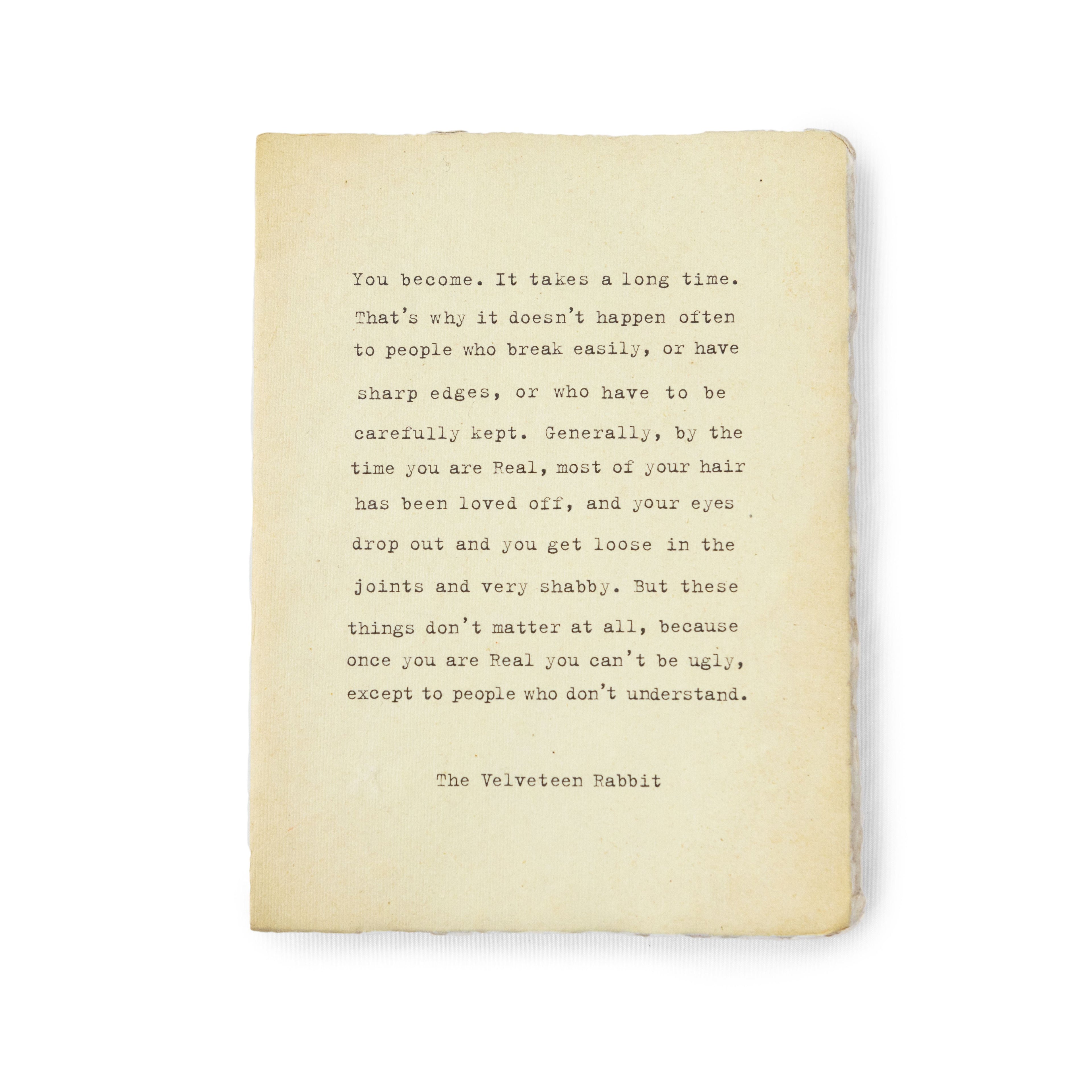 ***Velveteen Rabbit Large Deckled Edge Notebook - Cream
