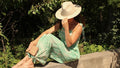 Smocked Border Print Jumpsuit, Sage