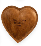 Keep Shining Beautiful One Wood Heart Trinket Tray