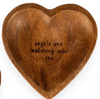 Angels Are Watching Wood Heart Trinket Tray