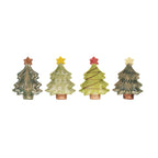 Hand-Painted Christmas Tree Dish with Star