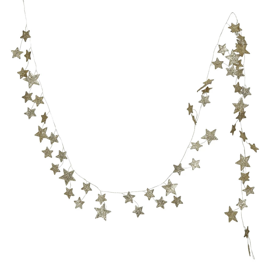 Glitter Paper Star Garland - Gold