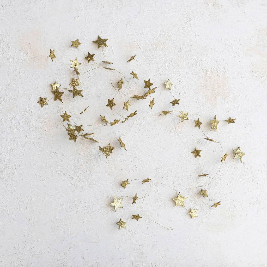 Glitter Paper Star Garland - Gold