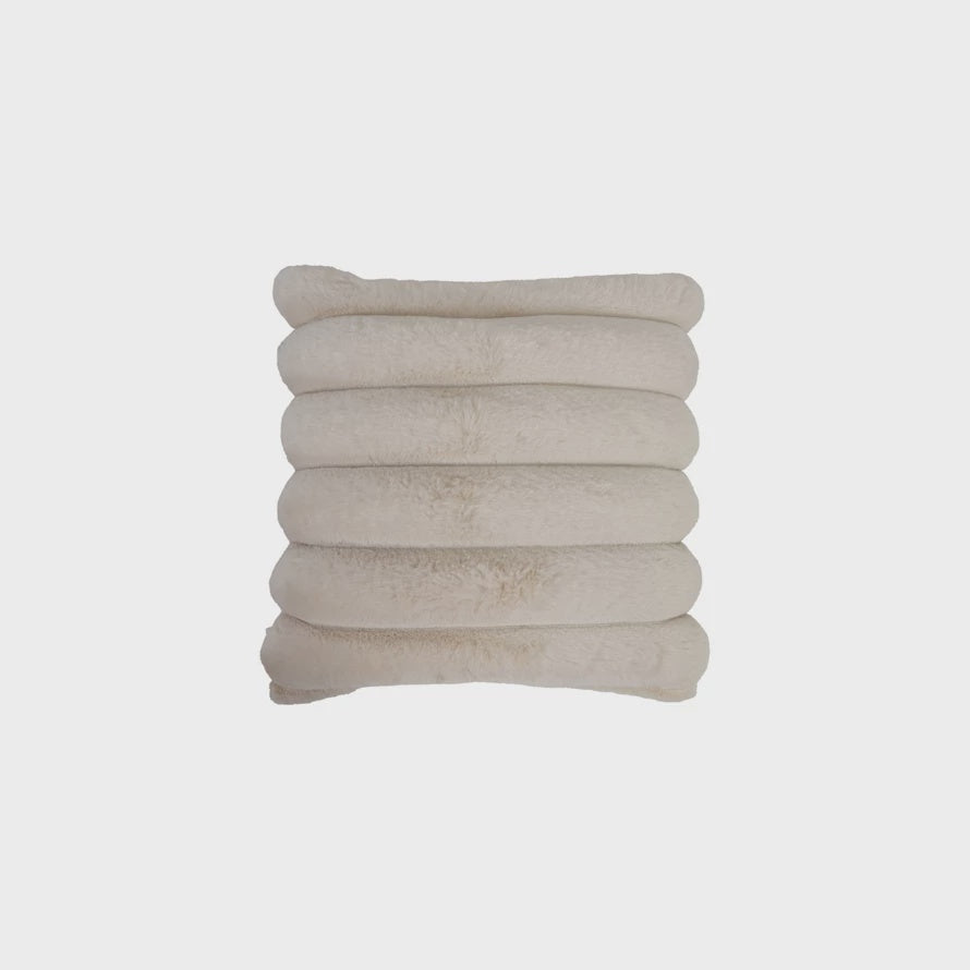 18" Square Faux Fur Pillow w Channel Stitch