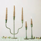 Hand-Forged Metal Taper Holder - Verdigris Finish