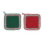 Cotton Crocheted Pot Holder with Contrasting Border