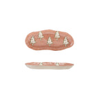 Stoneware Platter with Wax Relief Trees