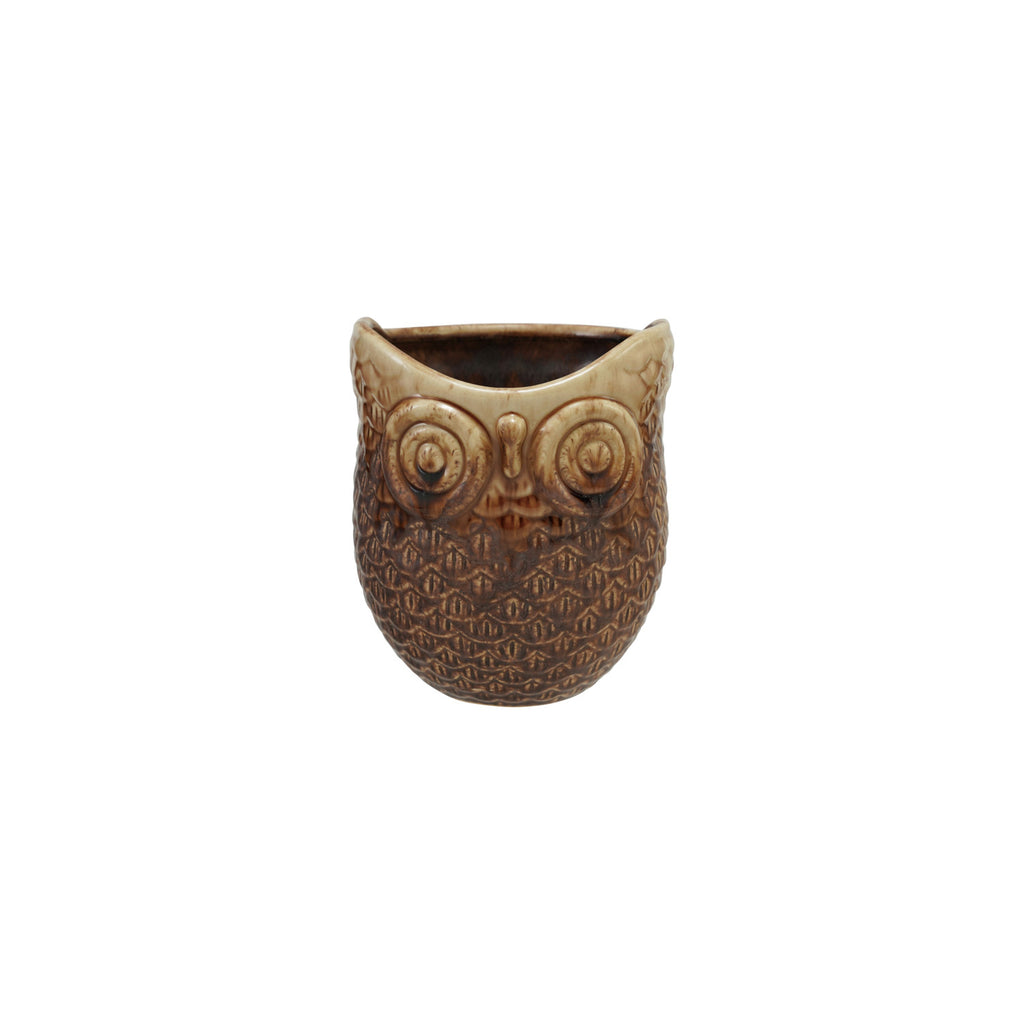 Stoneware Owl Shaped Planter