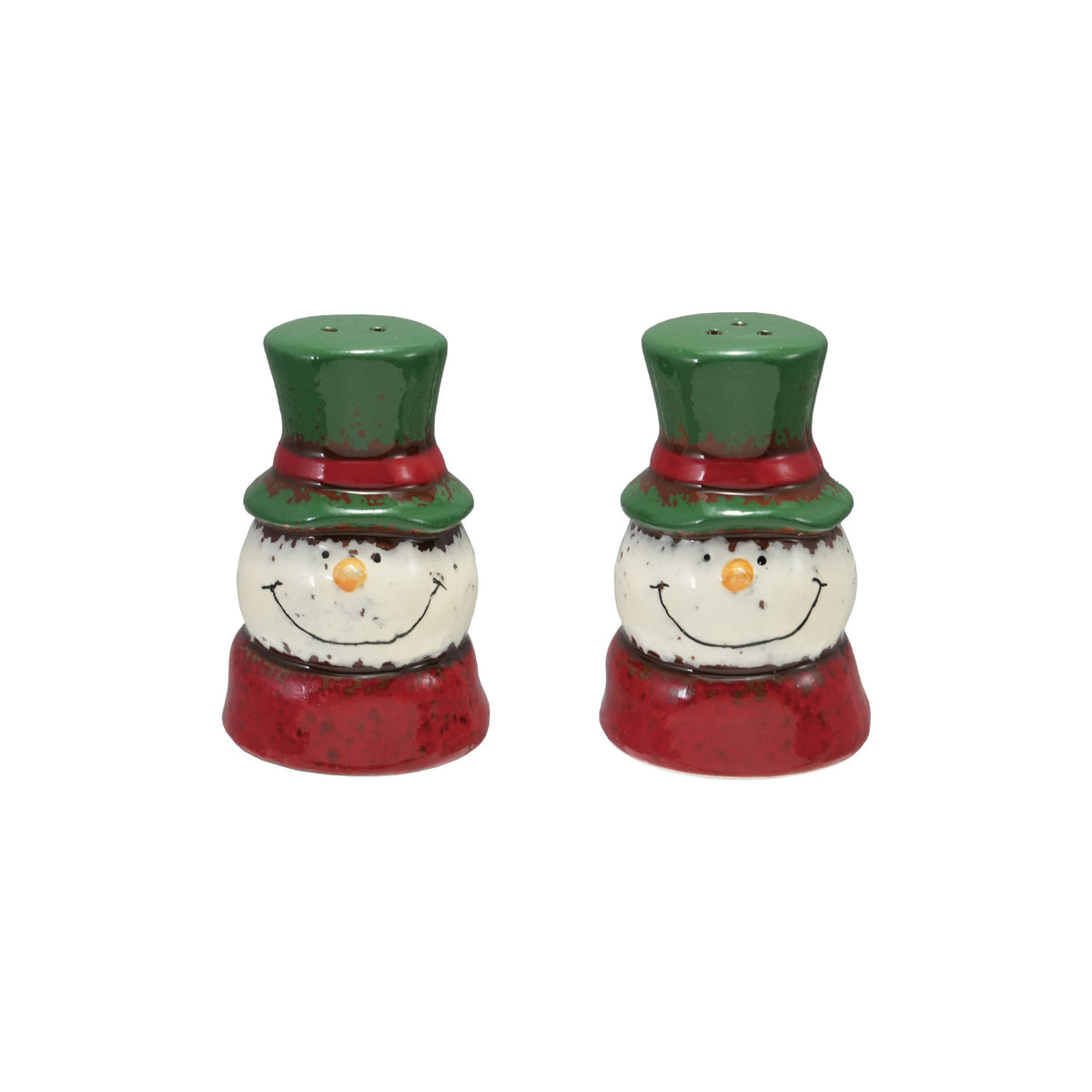 Hand-Painted Ceramic Snowmen Salt & Pepper Shakers