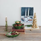Hand-Painted Holly Leaves Shaped Bowl w Berries