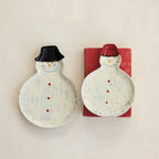 Hand-Painted Ceramic Snowman Shaped Plates