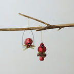 Mercury Glass Cardinal Ornament with Beads & Glitter