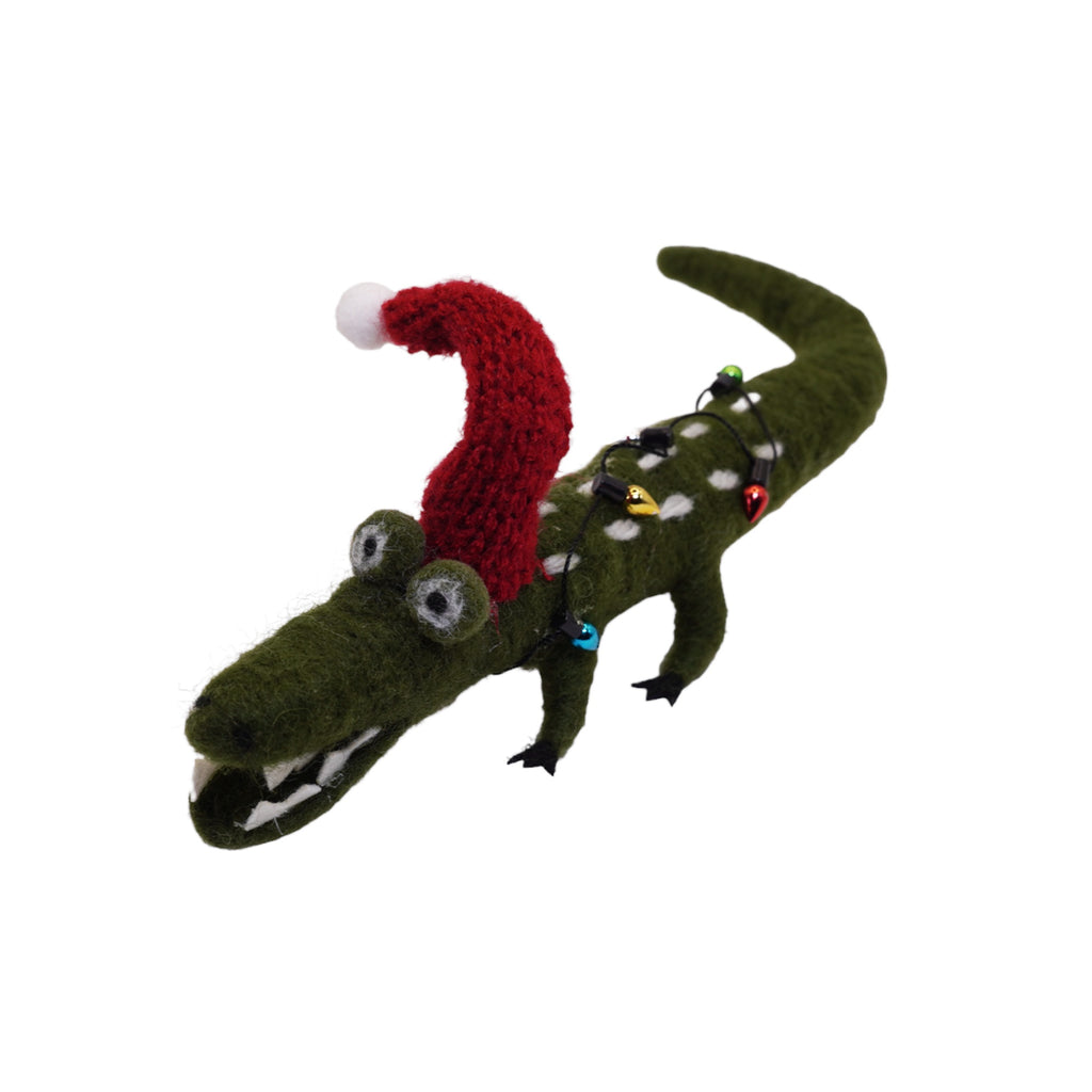 ***Felt Chris Croc-ingle Ornament with Santa Hat